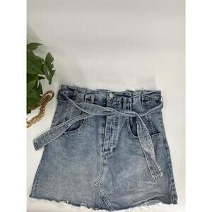 We the Free East of Eden Belted Denim  Free People mini skirt 28